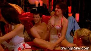 A naughty swingers orgy begins in XXX reality show