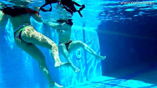 naked female, small tits, swimming, underwater