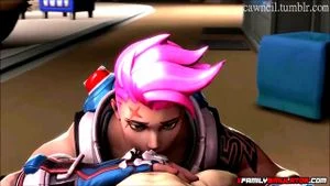 Naughty Overwatch babe with big boobs gets sex