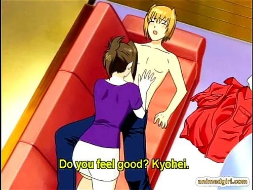 Busty Japanese anime licking stiff cock