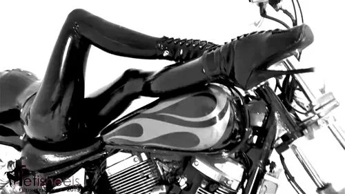 babe, milf, motorcycle, rubber