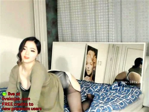 Korean cute teen camgirl teasing in pantyhose