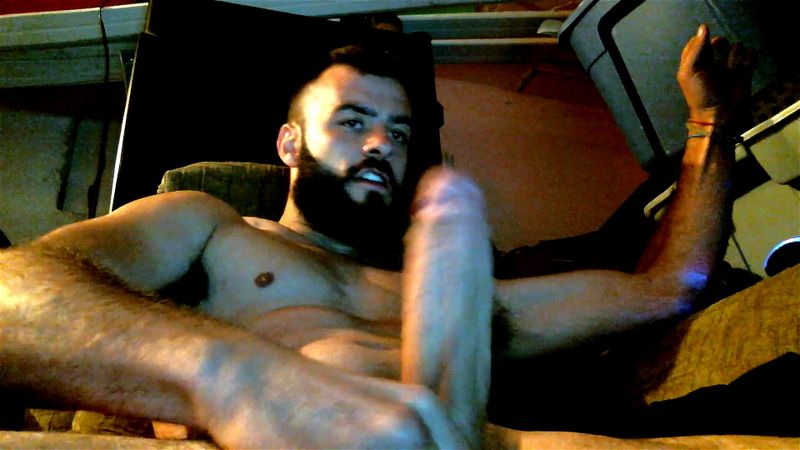 Sexy Bearded Stud Stroking His Juicy Meat