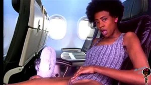 Thin Ebony babe fucked while flying