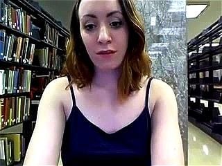 library nude, webcam show, public, amateur