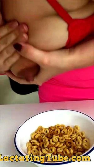 Milking My Huge Tits into Cereal
