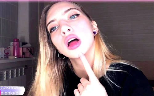 Blonde Teen Mouth Tease Finger In Mouth Sexy Braces Face Fetish Closeup