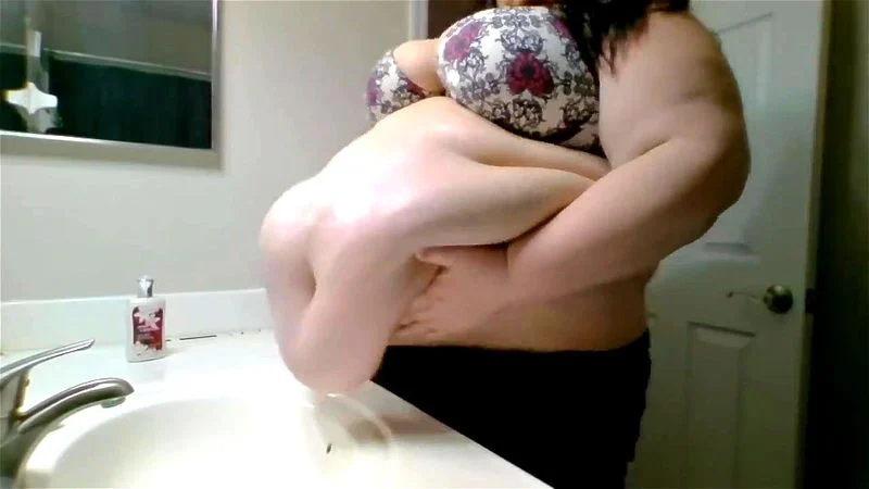 Huge SSBBW belly on the sink