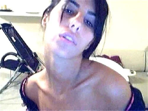 brunette, Jaime Hammer, webcam striptease, solo