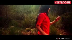 LETSDOEIT - Modern Day Red Riding Hood Teases and Pleases Big Cock In The Woods