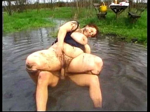 bbw, big tits, mud