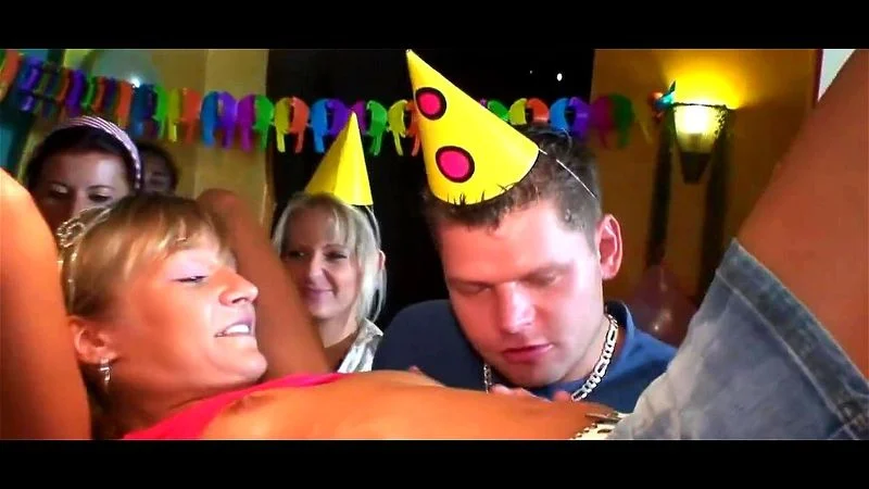 Crazy gangbang surprise for the birthday girl