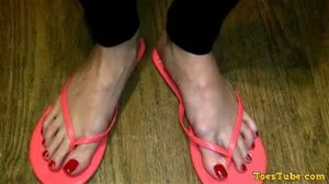 Angela Gorgeous Toes Red-Tips In FlipFlops