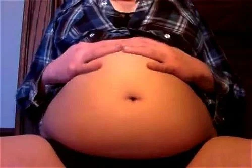 belly stuffing, homemade, big belly, big tits