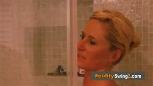 Shy couple wants to break the ice and decide to start fucking at the shower with another couple.