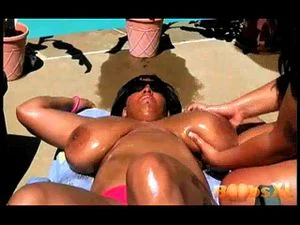 Hottest  ebony lesbian massage ever