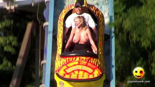 roller coaster, big boobs, showing boobs, amateur