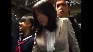 Sensitive Japanese mature mom was groped to orgasm on the bus