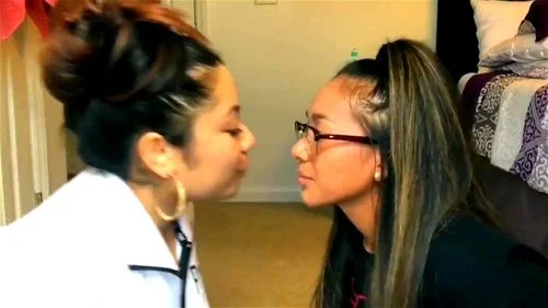 Asian Lesbian Teens Kissing Practice