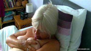 68 year old granny licking her own nipples