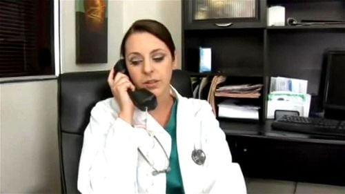 Female doctor helps patient with boner