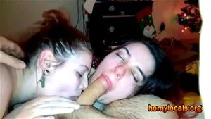 2 College Sluts Sucking Cock