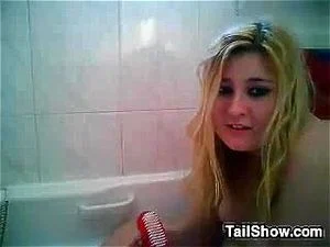 Chubby Blonde Chats And Takes A Bath