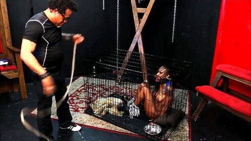 fetish, bondage, ebony, cage