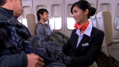 Japanese stewardess sucks cocks