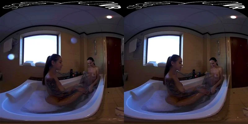 Busty amateur lesbians making out in this StasyQ original VR video