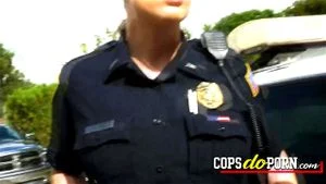 A lucky black criminal is fucking with two big titty female cops!