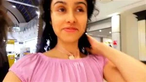 Girl goes around with her face full of cum in a mall