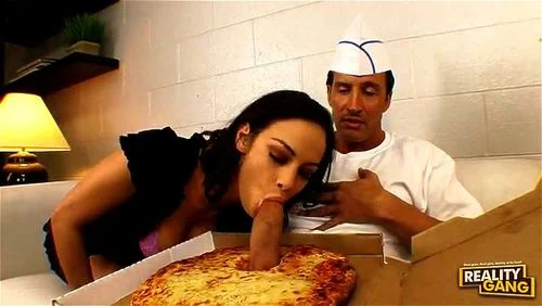 blowjob, big tits, pizza, deep throat