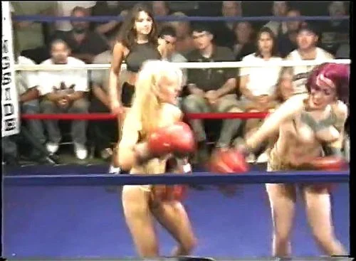 big tits, girl, topless, boxing