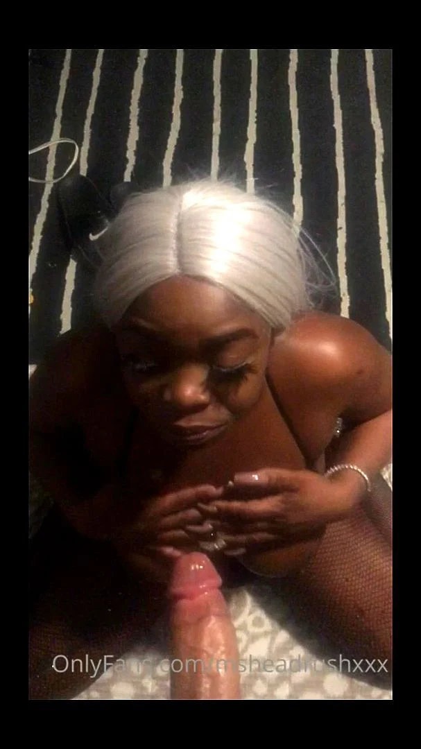 Ebony head white cock