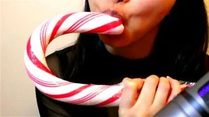 ASMR Lips: Licking Big Candy Cane