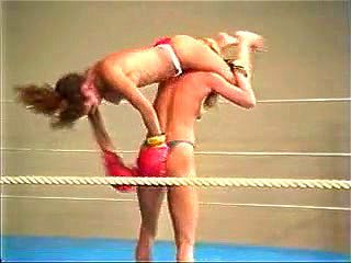 Belinda vs Jill topless boxing