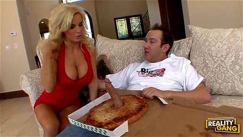 big tits, blonde, pizza, diamond foxxx