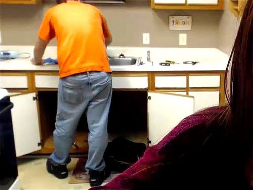 Plumber cleans her Pipes