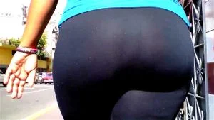 Girls with big asses love black leggings