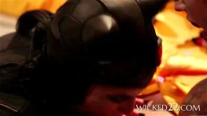 Joker and Batgirl Aiden Ahsley in a perfect threesome sex