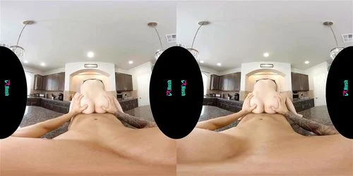 virtual reality, big ass, brunette, kitchen