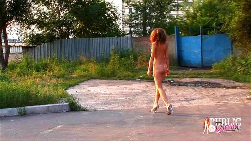 Public nude in heels