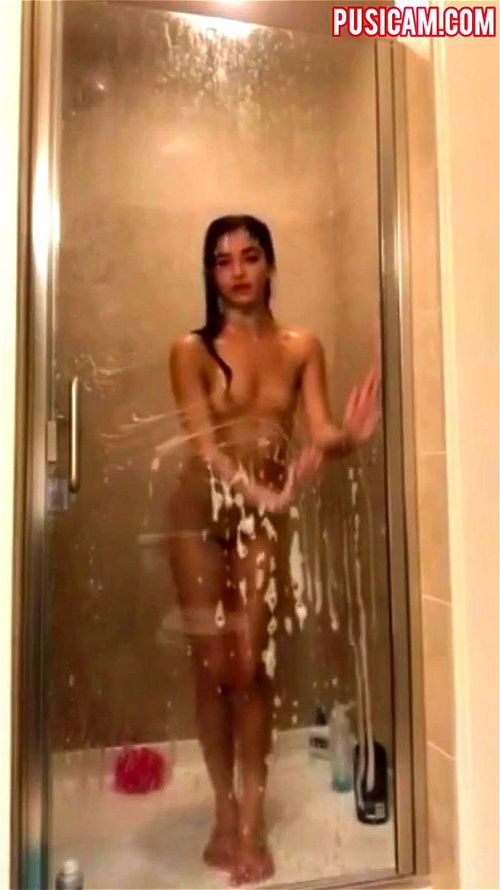 Sexy nude striptease at shower