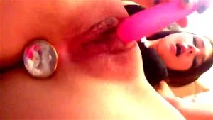 Teen butt plug and pussy play