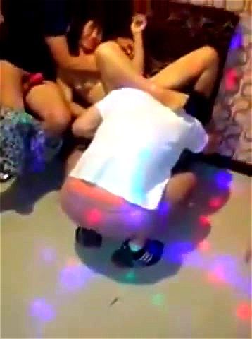 Chinese Gangbang in karaoke room
