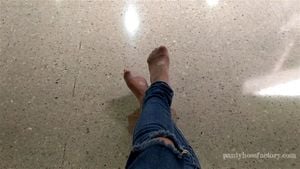 candid feet at mall