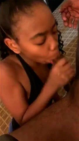 Blasian teen blowjob