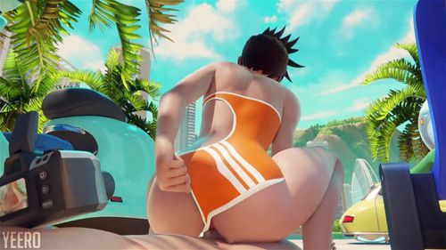 animated 3d, games, small tits, tracer