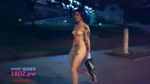 Tattooed Girl Nude Walk At Night